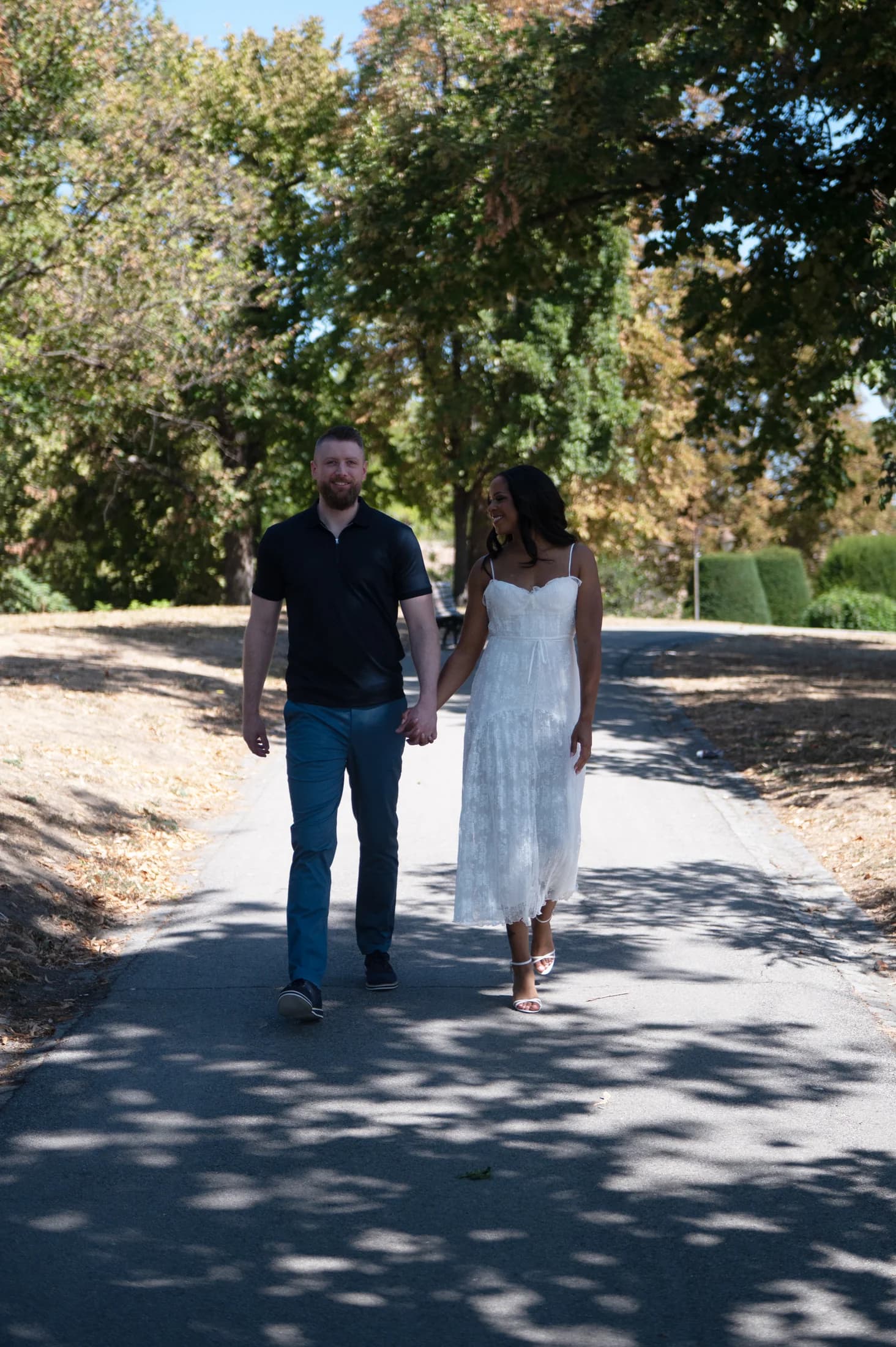 Walking together beneath the trees